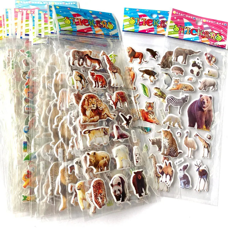 10 Sheets 3D Puffy Animal Stickers for Scrapbooking Kids Birthday Gifts