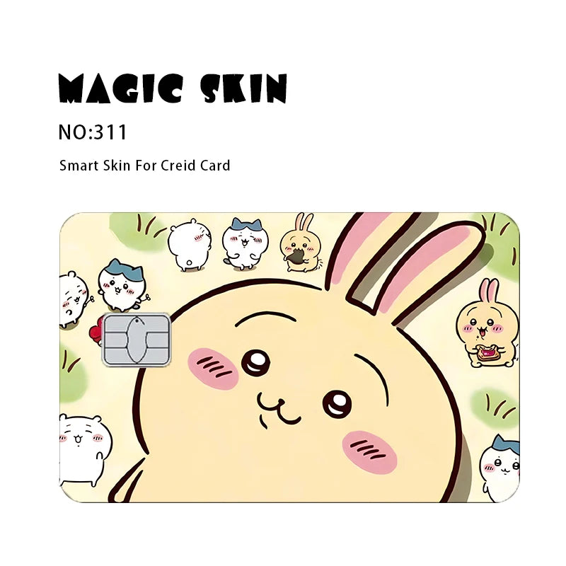 Anime Chiikawa Hachiware Usagi Poker Sticker Film Tape Skin for Credit Cards Waterproof Small Chip
