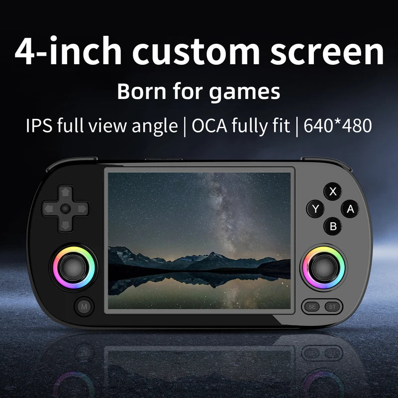 Handheld Game Console with 4-Inch Screen Linux System RGB Lighting