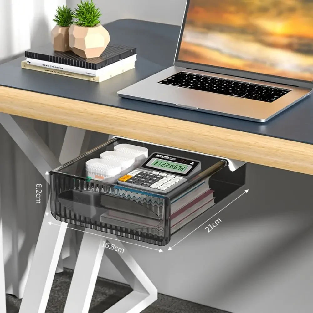 Under-Table Drawer Storage Box Self-Adhesive Office Desk Organizer Large Capacity