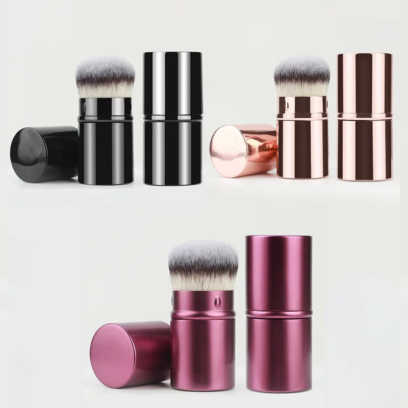 Retractable Kabuki Foundation Brush Travel Makeup Tool for Liquid, Cream & Powder