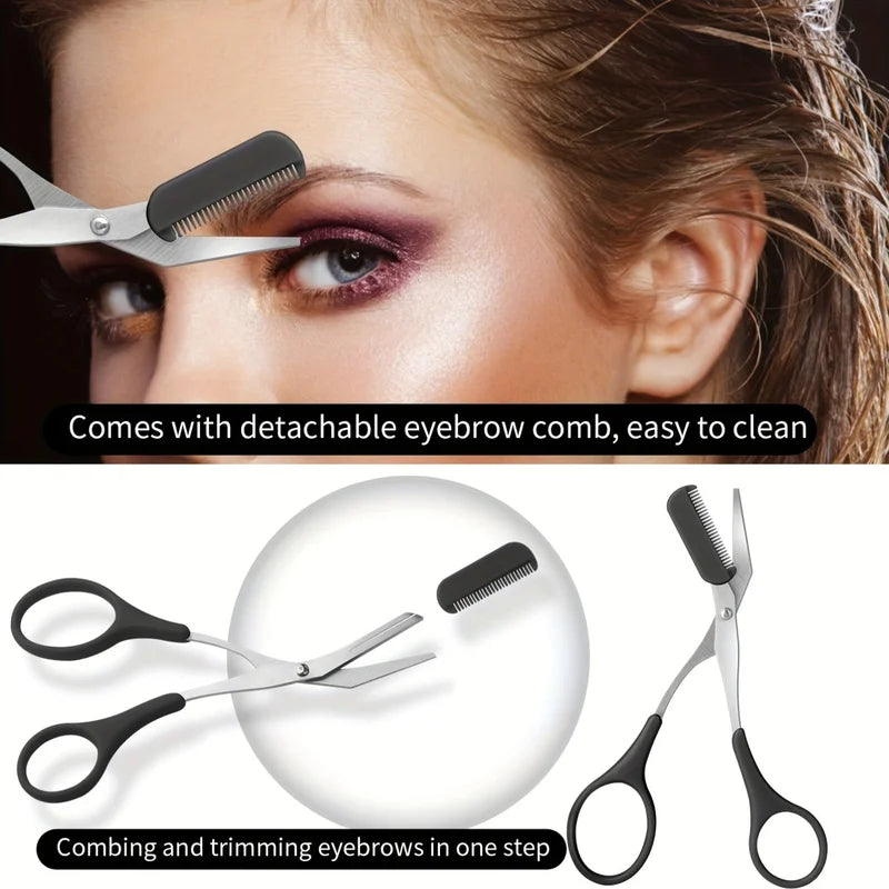 Eyebrow Grooming Kit Set for Women and Men - Stainless Steel Includes Comb & Trimmer