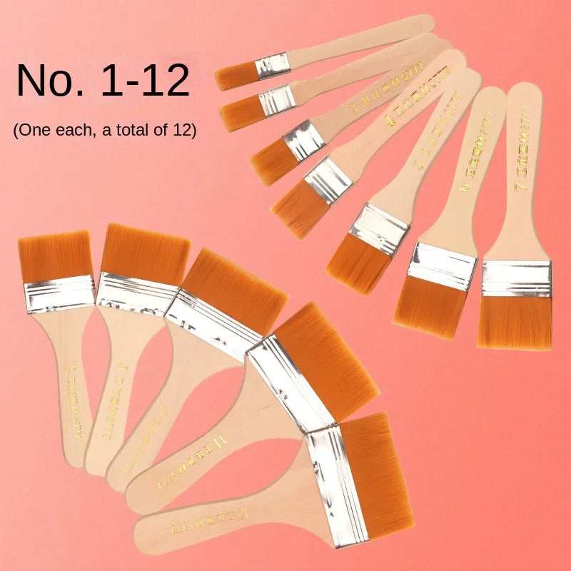 12pcs Nylon Paint Brush Set for Acrylic Oil Watercolor Art Supplies