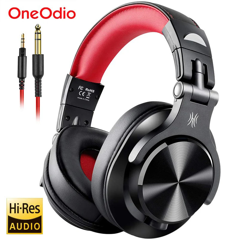 Wired Over Ear HiFi Headphones with Mic Studio DJ Monitoring Headset