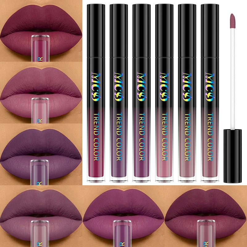 6-Piece Matte Lip Gloss Set Waterproof Velvet Lipstick for Women