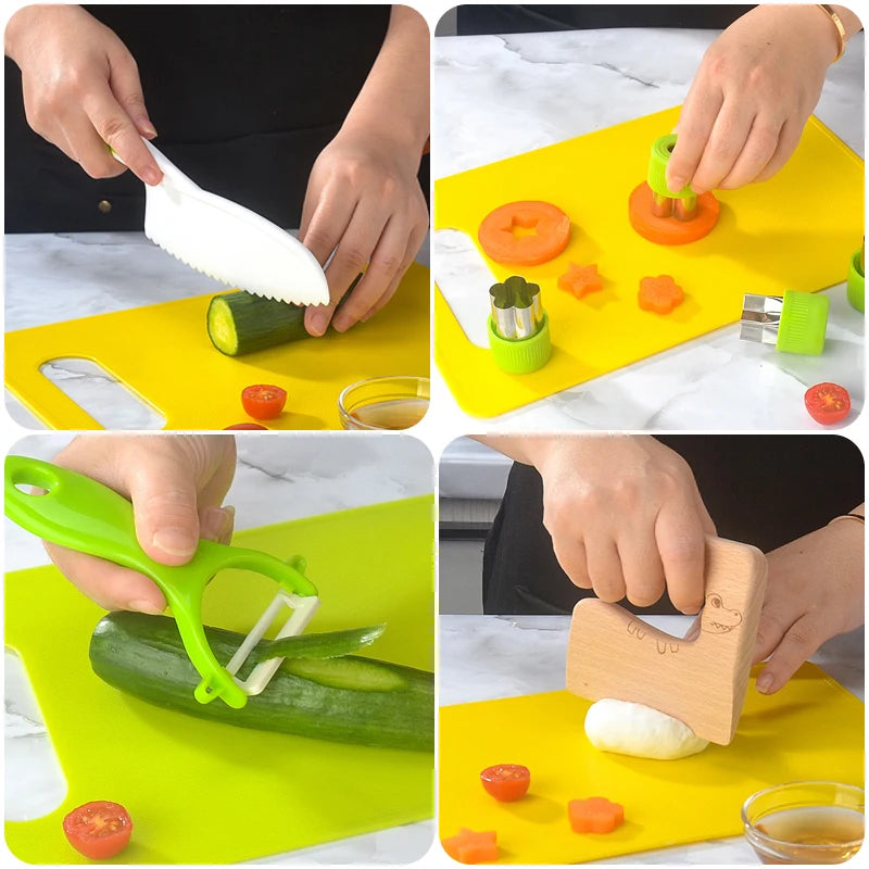 Kids Cooking Cutter Set - Toddler Plastic Knife & Peeler Kitchen Accessories