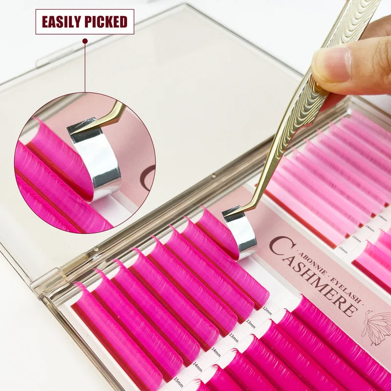 Colorful Eyelash Extension Set - 32 Mixed Colors, Individual False Mink Lashes