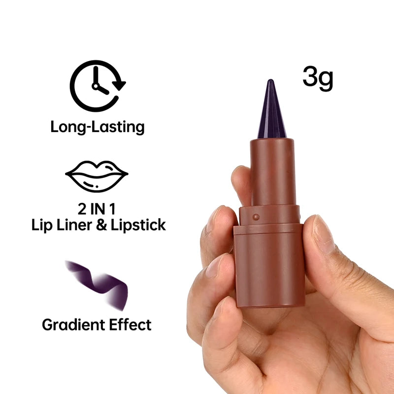 Gradient Lip Crayon Matte Waterproof Lip Liner & Lipstick Set - Long Lasting