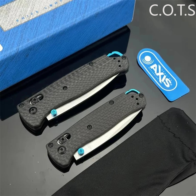 Folding Knife with Carbon Fiber Handle and Damascus Blade - Outdoor Camping & Hunting Tool