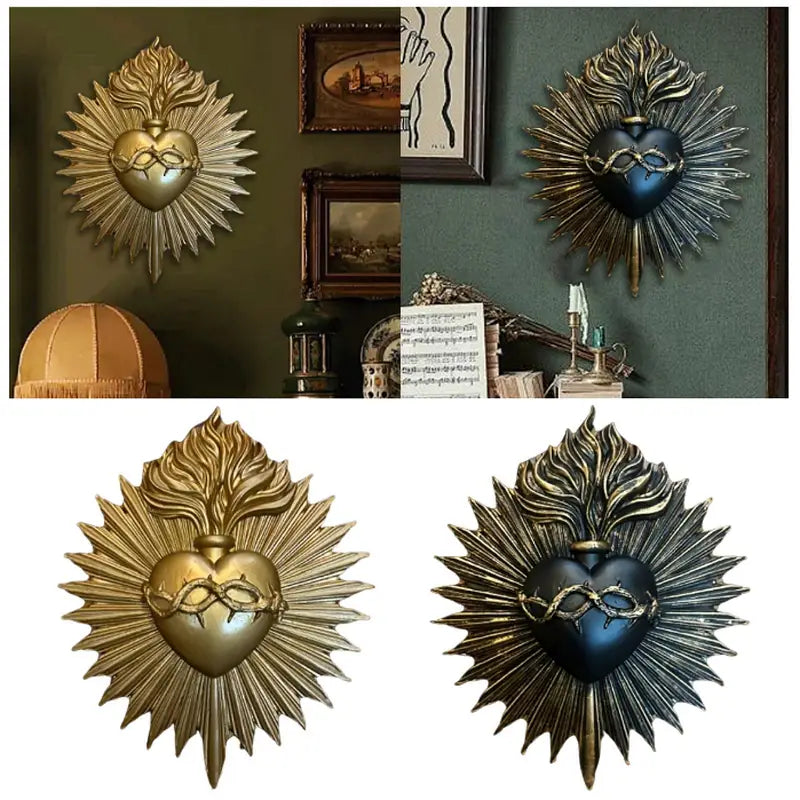 Gothic Wall Plaque Art Sculpture for Home & Hotel Decor - Black & Gold Variants