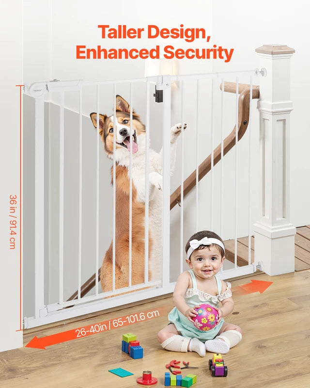 Baby & Pet Gate 28-36 Inch Tall Pressure Mount Walk Thru Child & Dog Safety Gate