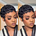 Women's Short Curly Pixie Wig with Bangs - Natural Black, 250% Density