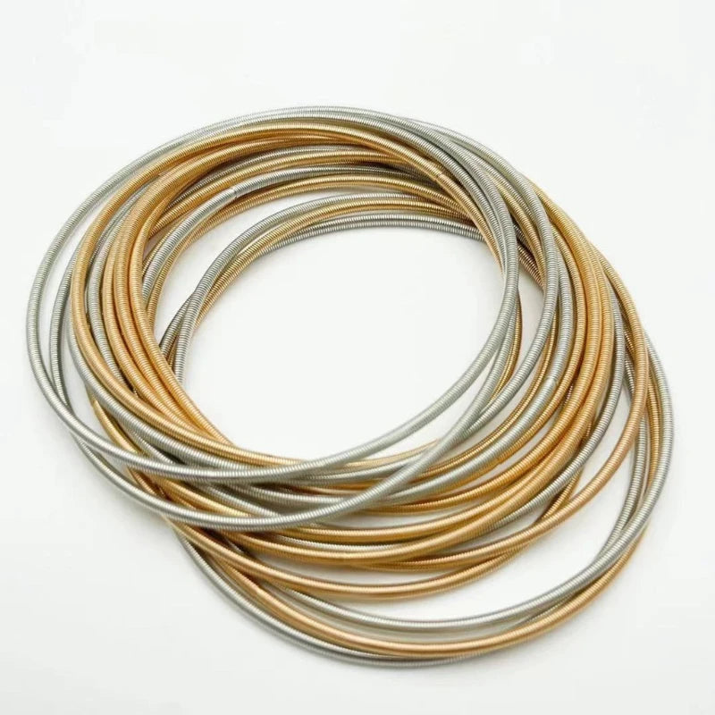 50 Pcs Elastic Metal Bracelets for Crafts Carbon Steel Wire Non-Slip Set