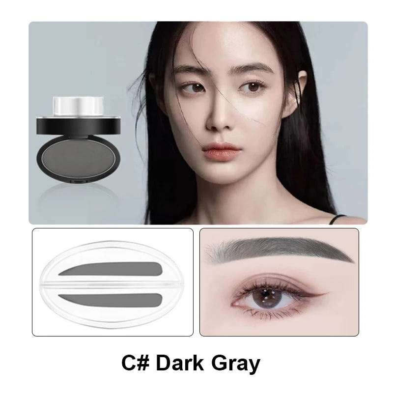 Eyebrow Powder Stamp Kit - Waterproof Eyebrow Stencil & Enhancer for Natural Look