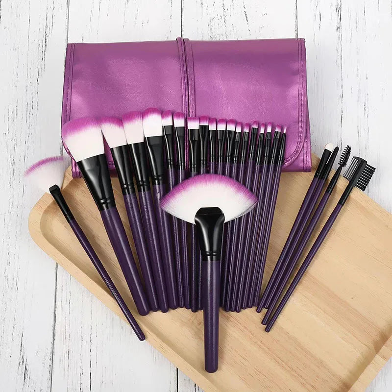 24Pcs Makeup Brush Set - Professional Synthetic Hair Cosmetic Tools for Face & Eyes