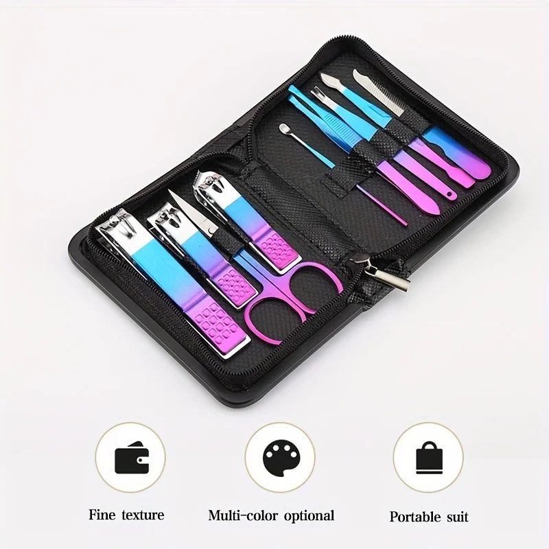 Professional Stainless Steel Manicure & Pedicure Kit with Travel Case - 9-18 Tools