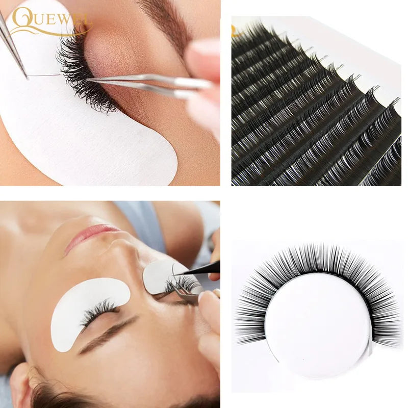 Flat Lash Extensions for Professionals - Ellipse Flat C/D Curl, 0.15/0.20mm, 17mm & More
