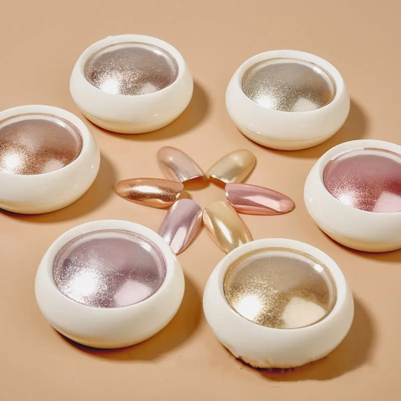 6 Pcs Mirror Chrome Effect Metallic Dust for Nails Baby Pink Gold Silver Glitter Powder