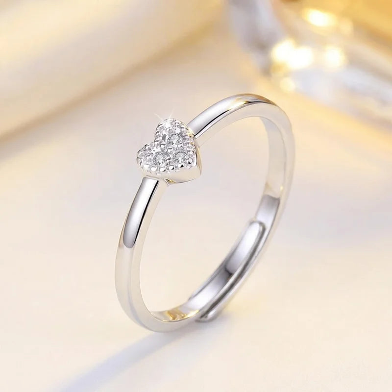 925 Sterling Silver Heart Ring for Women Wedding Engagement Jewelry Gift