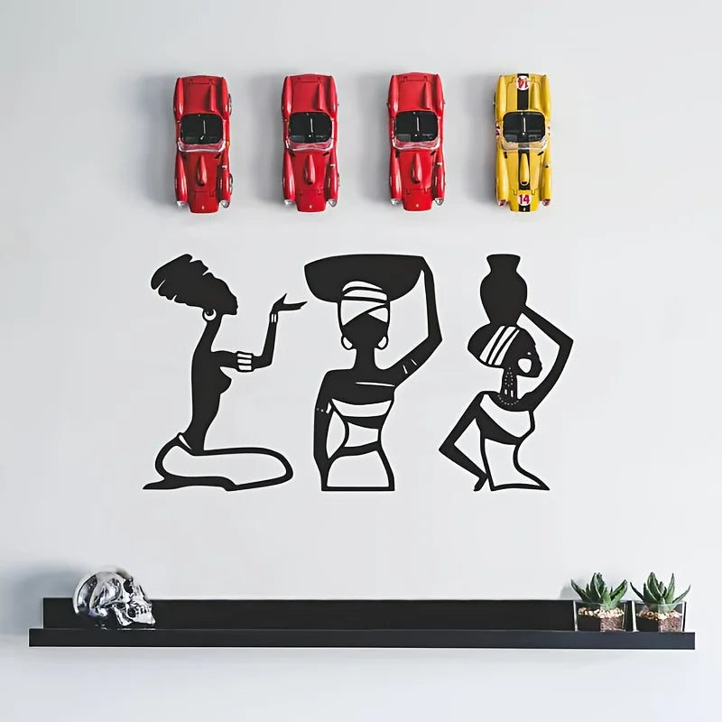 African Women Wall Art Decor Set - Metal Hanging Ornament for Living Room & Bedroom