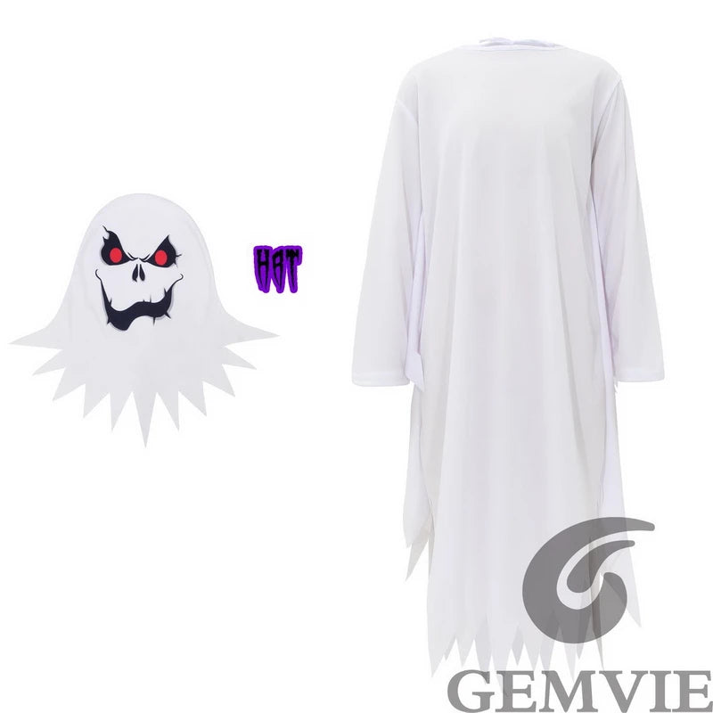 Kids Ghost Halloween Costume - Scary Cosplay Suit for Boys & Girls