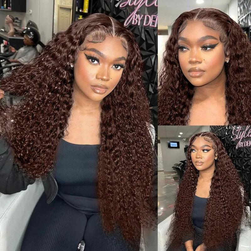 Deep Curly Human Hair Wigs for Women 30-38 Inch Lace Front Water Wave Styles