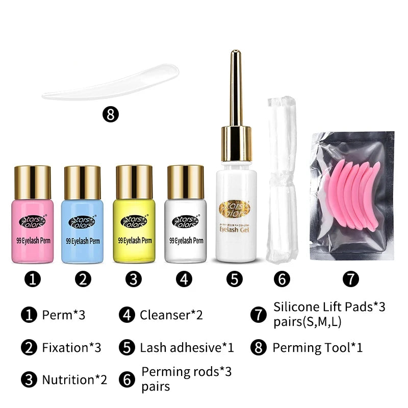 Professional Eyelash Lift Kit with Adhesive and Silicone Roll Bars for Lash Perming