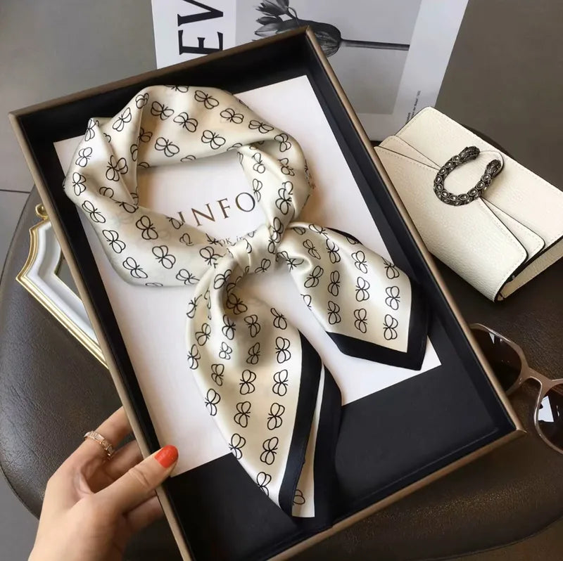 Silk Square Scarf for Women - Fashionable Headscarf & Bag Strap Accessory
