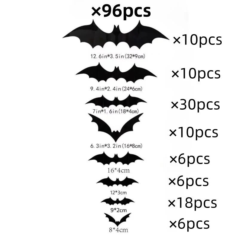 Halloween 3D Bat Wall Decor Stickers - Waterproof Spooky Bats for Home & Party