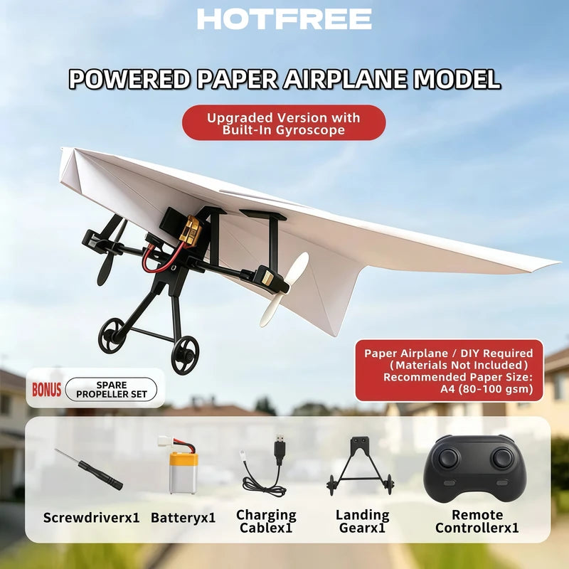 RC Paper Airplane Kit - Remote Control Flying Toy with Gyro & Dual Propellers, DIY Foldable STEM Gift for Kids & Adults