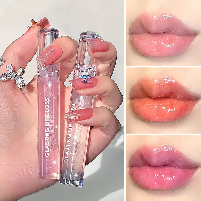 Pearlescent Lip Gloss with Water Reflection Effect - Moisturizing, Plump & Glitter Finish