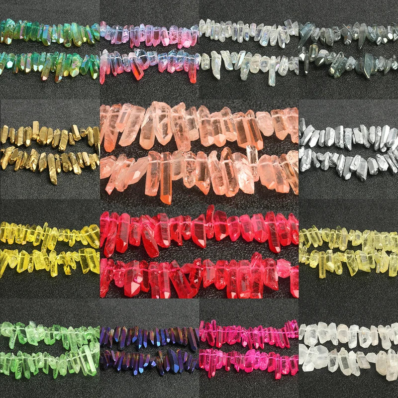 Natural Quartz Crystal Beads - Raw Spike Points for Jewelry Making - 10/20pcs