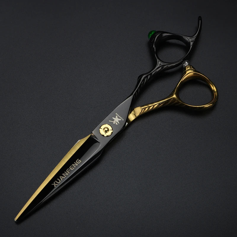 6-Inch Hair Cutting & Thinning Scissors Professional Salon Hair Shears - Black & Green Handles