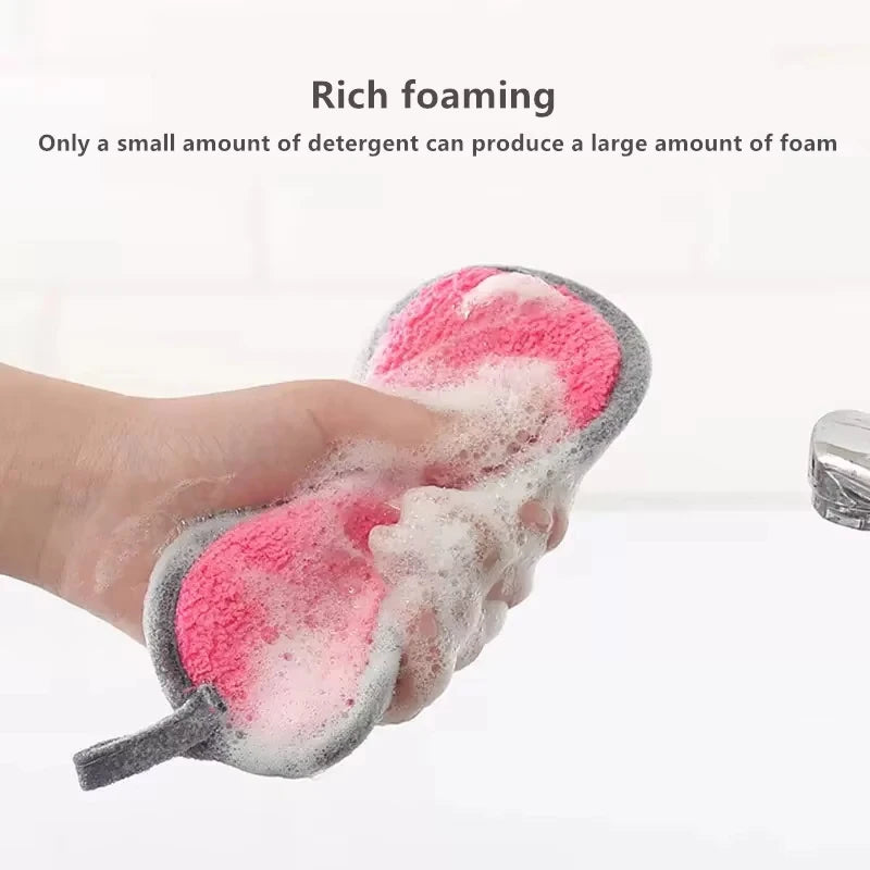 Double Sided Kitchen Dishwashing Sponge Reusable Scrubber Household Cleaning Tool