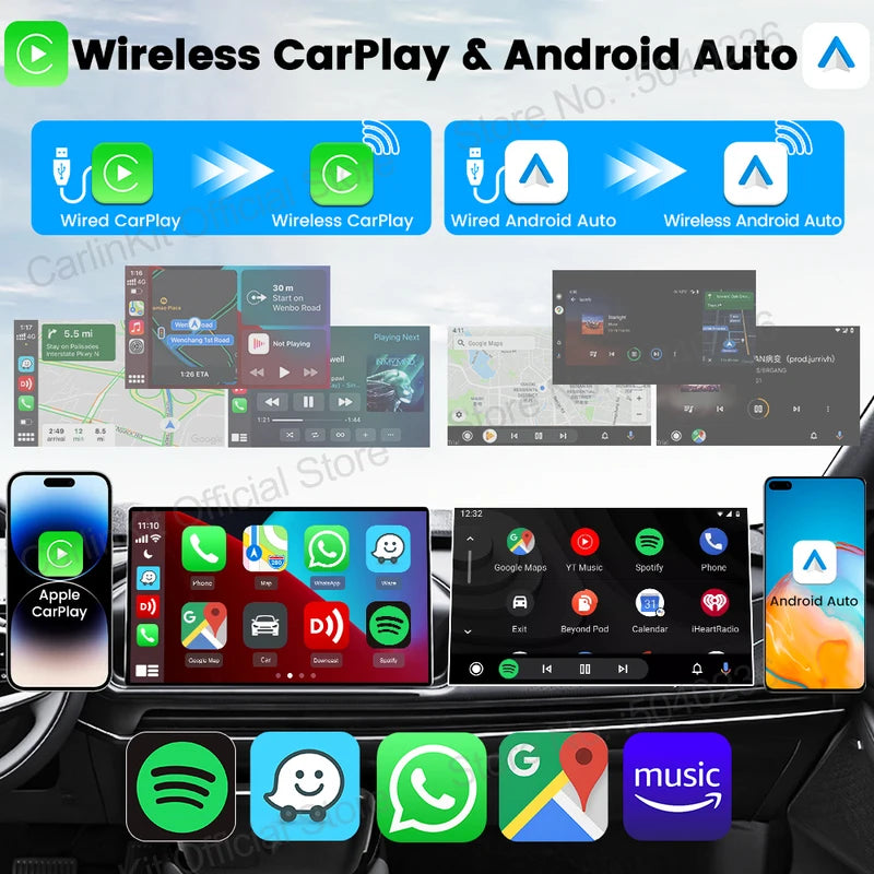 Wireless CarPlay & Android Auto Adapter for OEM Cars - Plug & Play WiFi Bluetooth