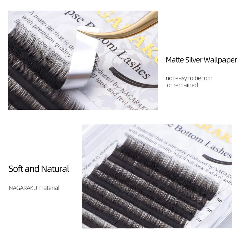 Eyelash Extension Makeup Tools - Classic Ellipse Bottom Lashes 5-7mm Black