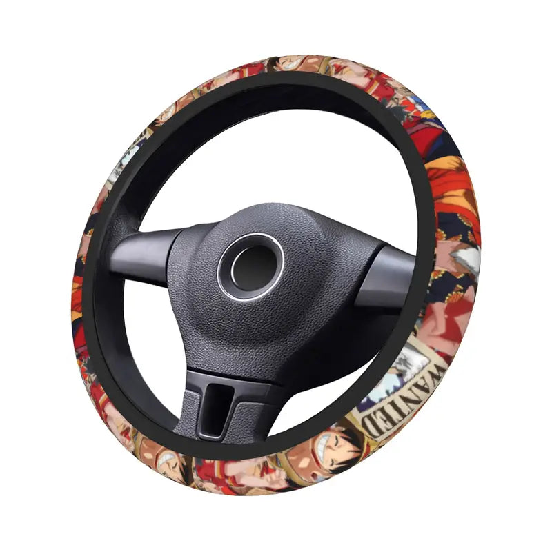 One Piece Car Steering Wheel Cover 37-38cm Soft Elastische Anime Protective Accessory