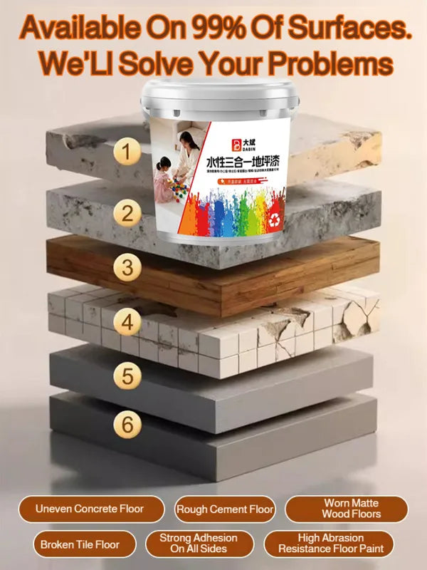3-in-1 Water-Based Epoxy Floor Paint - Wear-Resistant Waterproof Top Coat for Concrete Floors