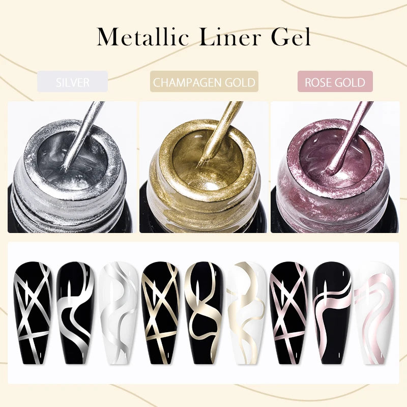 Metallic Liner Gel Nail Polish - Mirror Effect Chrome Nail Art 5ml