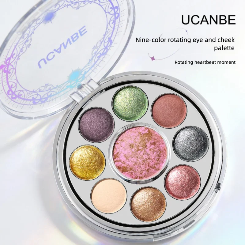 Colorful Rotating Cheek & Eyeshadow Palette with Shimmer & Pearl Finish