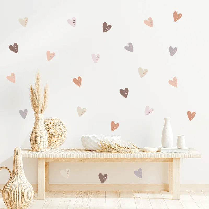 36-Pack Bohemian Heart Wall Stickers for Nursery & Kids Room Decor