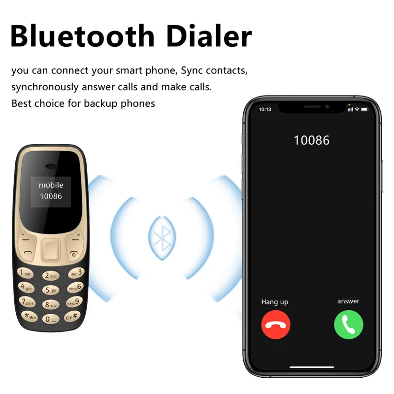 Mini Bluetooth Phone with Call Recording, Dual SIM GSM Unlocked, Low Radiation