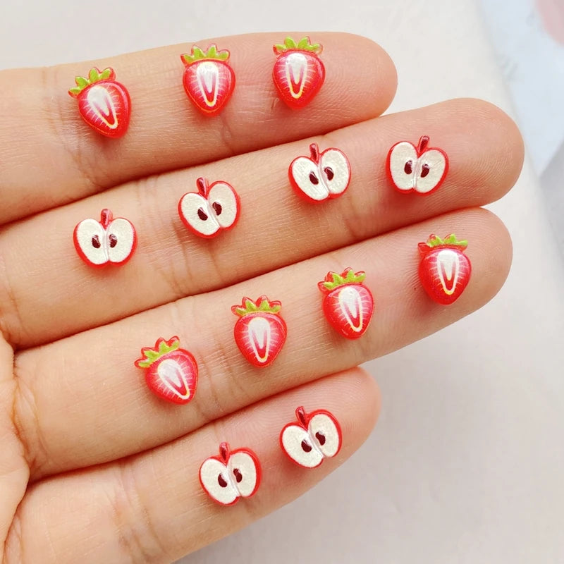 50Pcs Mini Fruit Resin Nail Art Rhinestones for DIY Manicure & Jewelry