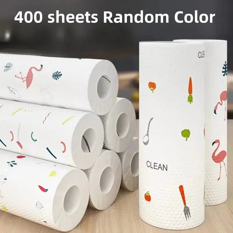 400Pcs Reusable Kitchen Paper Towels - Wet & Dry Multi-Purpose Cleaning Cloths