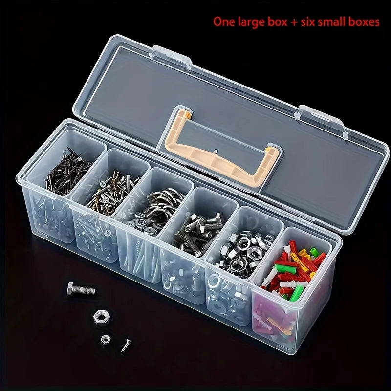 7-Piece Multi-Compartment Tool Storage Box Set for Screws Wrenches Hardware