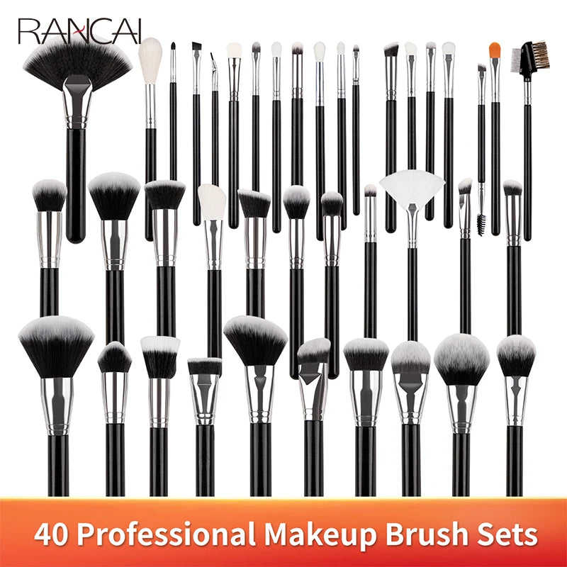 40-Piece Makeup Brush Set with Synthetic Bristles - Professional Quality