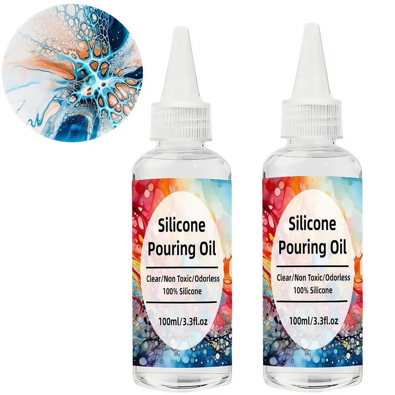 Silicone Pouring Oil for Acrylic Pouring and Resin Art - Odorless, Non-Toxic 3.3oz