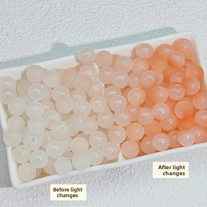 UV Color Changing Glass Beads for Jewelry Making - 50PCS Jade-Like Loops