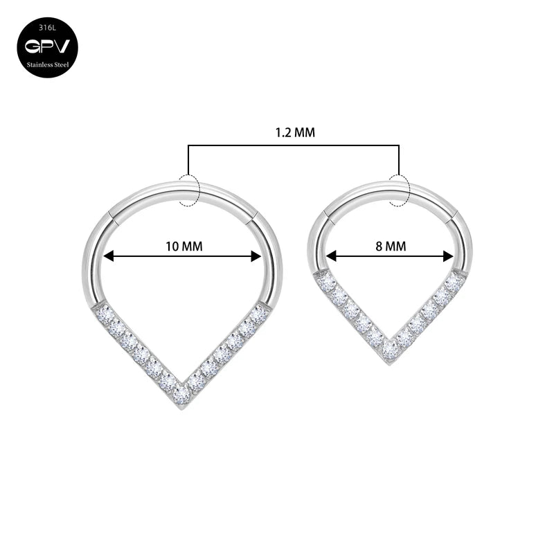 Heart-Shaped Drop Nose Ring - 16G Stainless Steel Men & Women Jewelry