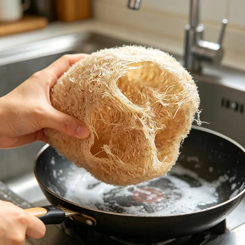 Natural Loofah Sponge Multi-Purpose Cleaning and Body Exfoliating Pad